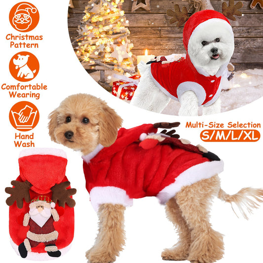 Pet Christmas Costume – Santa Claus Reindeer Outfit for Dogs & Cats