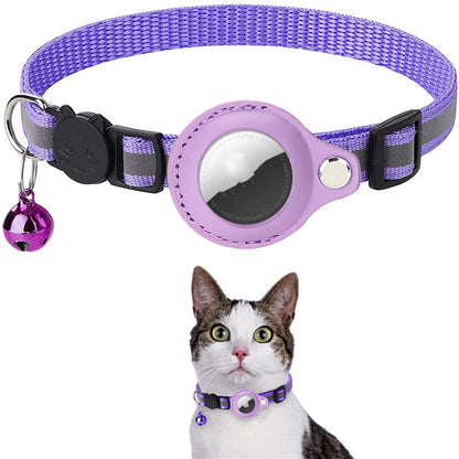 Reflective Nylon Pet Collar with AirTag Holder – Waterproof Pet Tracker Case